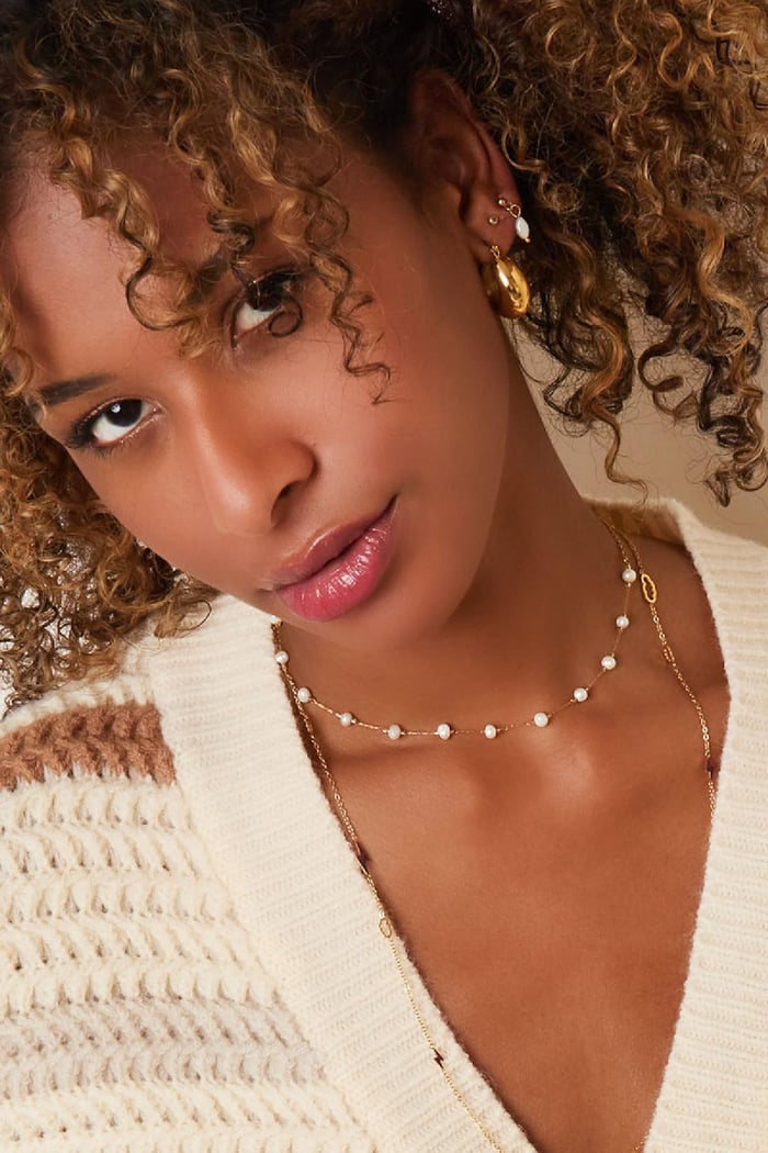 Necklace sweet pearl  Gold Color Stainless Steel h5Picture3